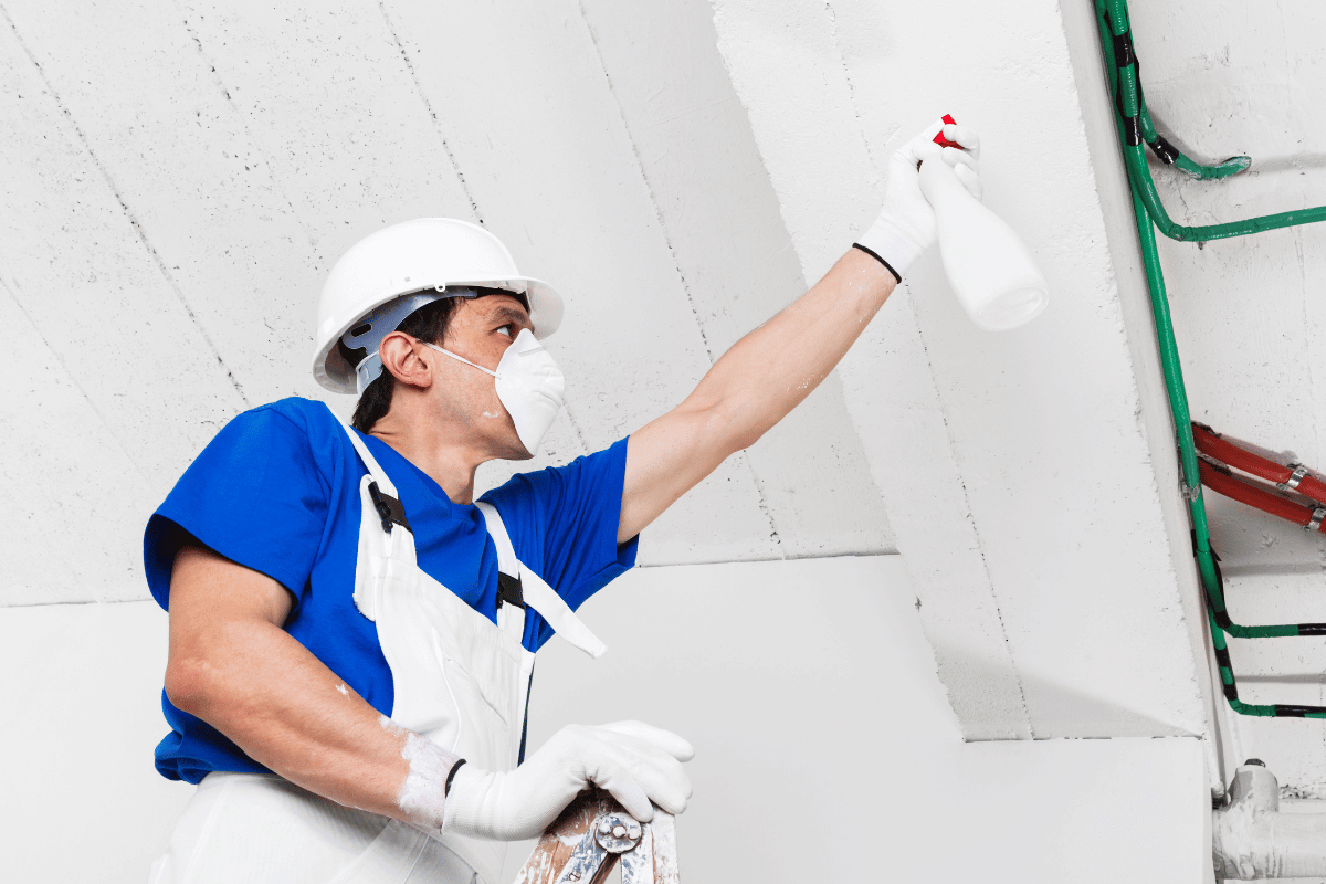 climb on the ladder to use ceiling cavity sprays to remove pests